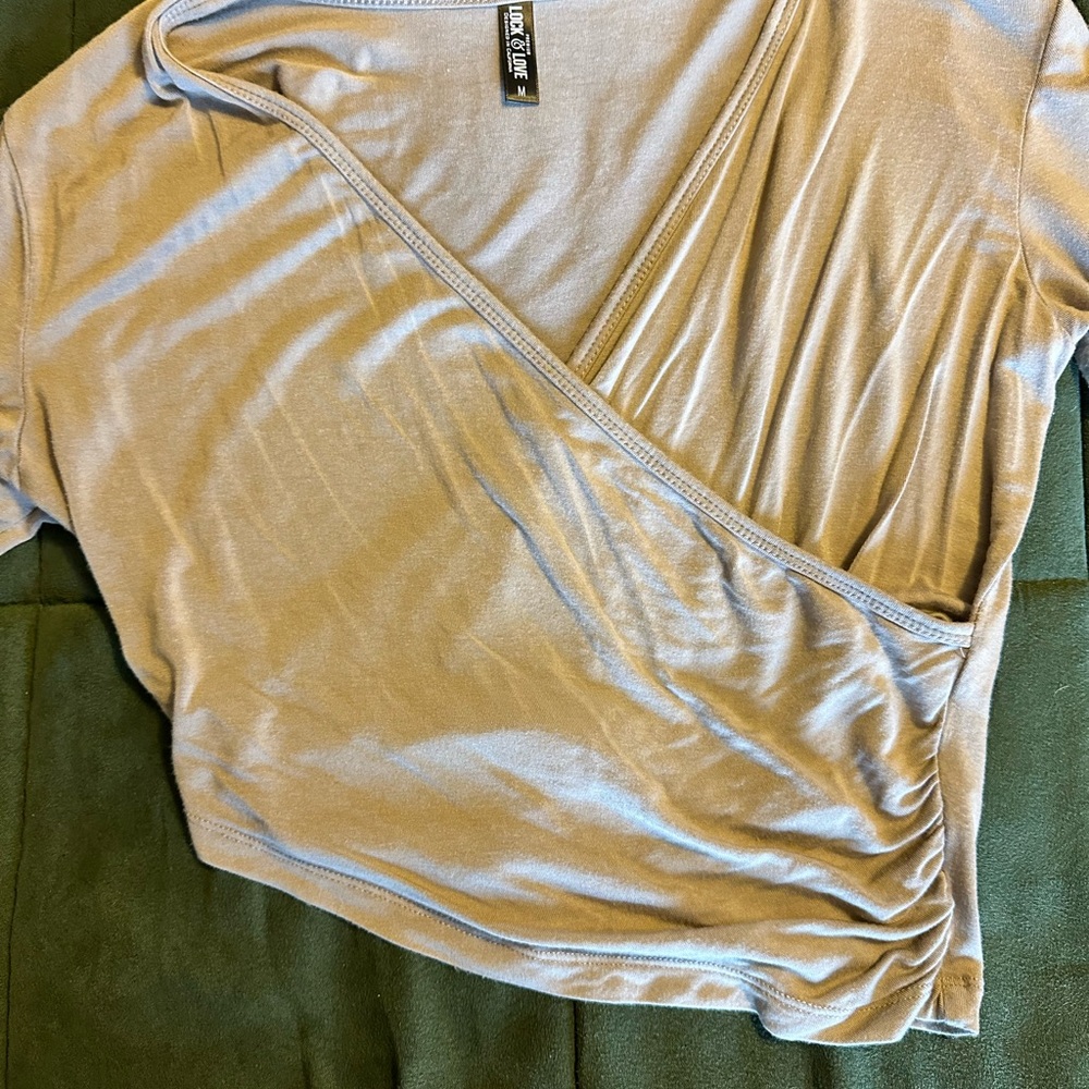 Urban Outfitters Soft Blue Wrap Crop Top